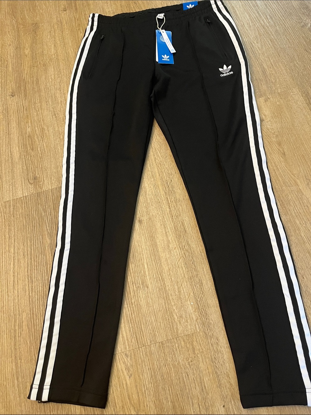 NWT adidas Originals Black Joggers with White Triple Stripes size S